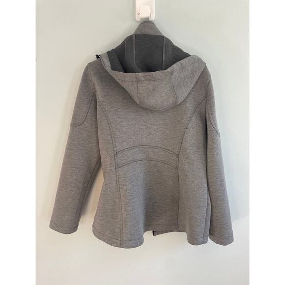 Andrew Marc Women's XL Jacket Gray Heathered Zip Up Stretch Mock Neck Hooded - Picture 9 of 9